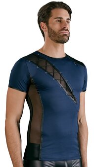 Men&rsquo;s lace-up shirt &ndash; bold blue/black design with superior comfort NEK