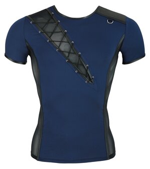 Men&rsquo;s lace-up shirt &ndash; bold blue/black design with superior comfort NEK