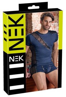 Men&rsquo;s lace-up shirt &ndash; bold blue/black design with superior comfort NEK