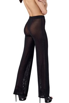 Noir Handmade F374 Onyx Sheer Palazzo &ndash; Elegante Tulle Broek met Glans