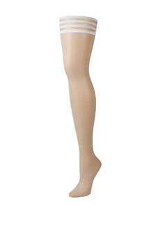 Witte Hold-Up Kousen met Stippen &ndash; Speelse Luxe Stay-Ups met Anti-Slip Grip | Kix&rsquo;ies