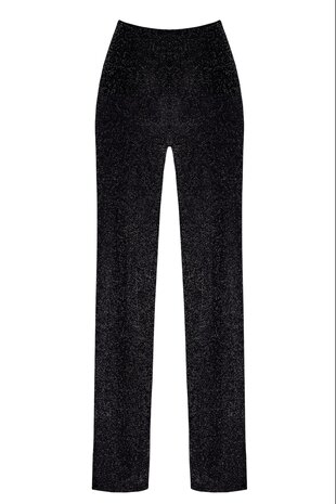 Noir Handmade F374 Onyx Sheer Palazzo &ndash; Elegante Tulle Broek met Glans