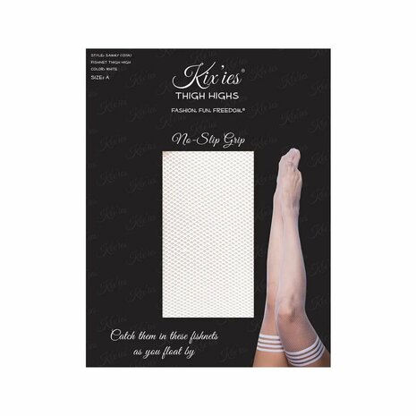 Witte Fishnet Hold-Up Kousen &ndash; Luxe Sexy Stay-Ups met Anti-Slip Grip | Kix&rsquo;ies