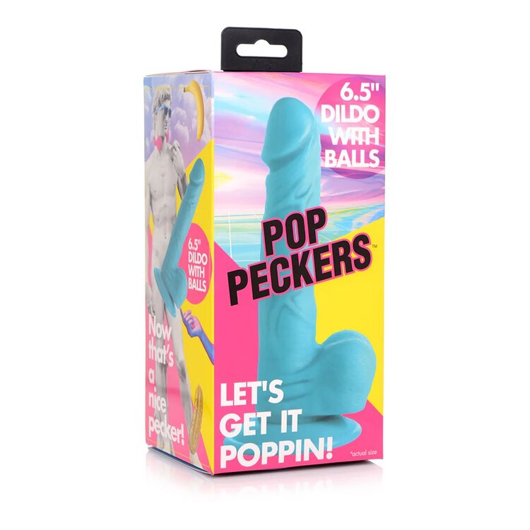 Dildo with balls and suction cup 16.5 cm (6.5 inch) Blue