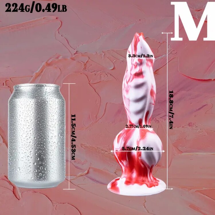 Monster 19 cm Dildo with Suction Cup White-Red