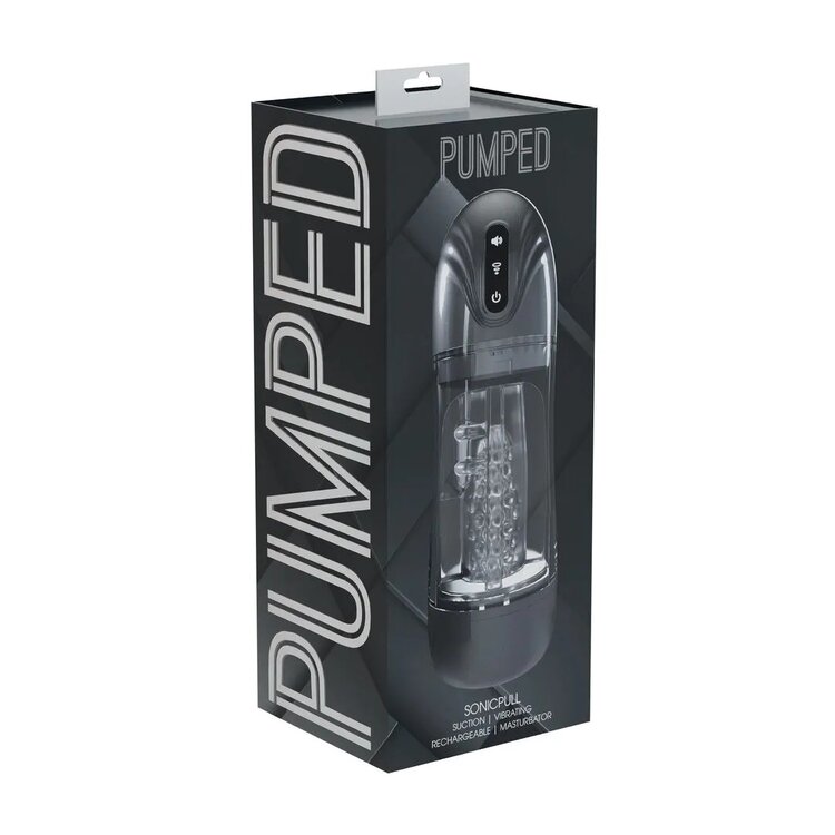 Sucking and Vibrating Masturbator Pump Metallic Black