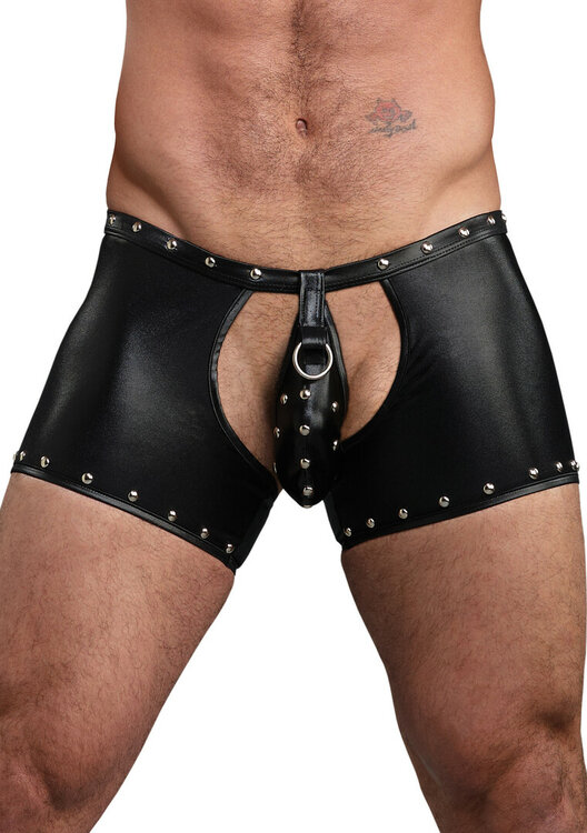 Poseidon Open Crotch Shorts with Detachable Thong &ndash; Black L/XL