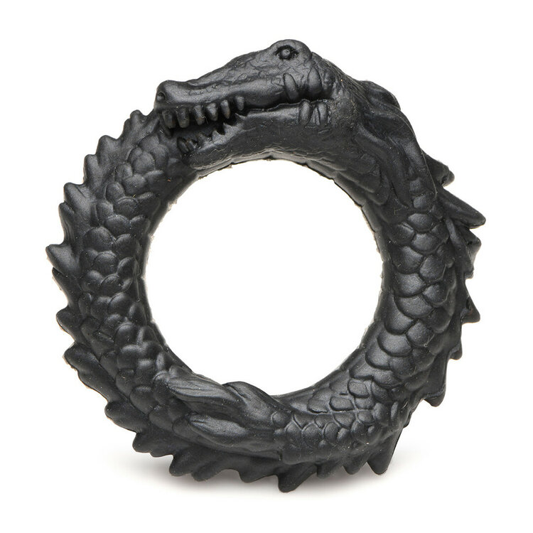 Black Caiman Silicone Cock Ring Black &ndash; Stretchy C-Ring for Enhanced Stamina &amp; Intensity