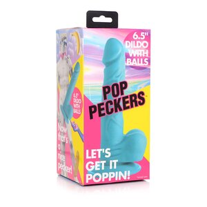 Dildo with balls and suction cup 16.5 cm (6.5 inch) Blue