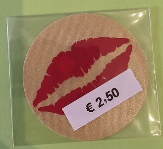 Red Lips on Gold Nipple Cover