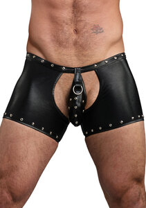 Poseidon Open Crotch Shorts with Detachable Thong &ndash; Black L/XL