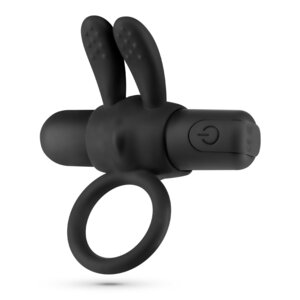 Wonka Vibrating Cock Ring with Rechargeable Bullet &ndash; Black Couples Pleasure Ring