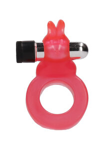 Jelly Rabbit Cock Ring Pink with Vibrator &ndash; Stimulating Ring with Rabbit Ears