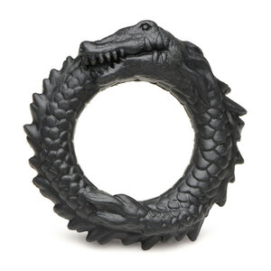 Black Caiman Silicone Cock Ring Black &ndash; Stretchy C-Ring for Enhanced Stamina &amp; Intensity