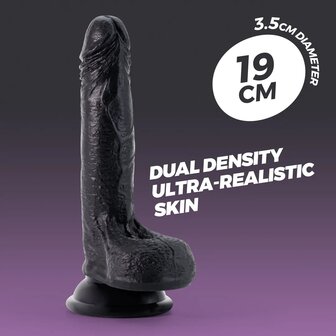 Dildo - 7&quot; / 19 cm - Black / Zwart