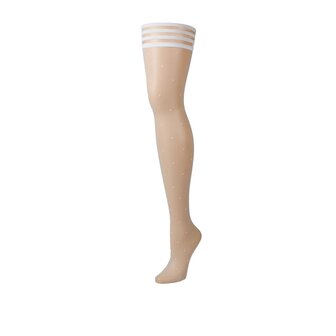 Hold-up kousen wit met stippen maat C / Hold-up stockings white with dots size C