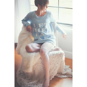 Hold-up fishnet kousen wit maat C / Hold-up fishnet stockings white size C