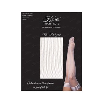 Hold-up fishnet kousen wit maat D / Hold-up fishnet stockings white size D