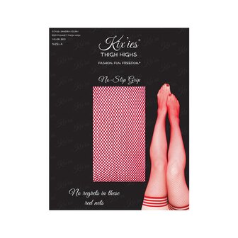 Hold-up fishnet kousen rood maat B / Hold-up fishnet stockings red size B