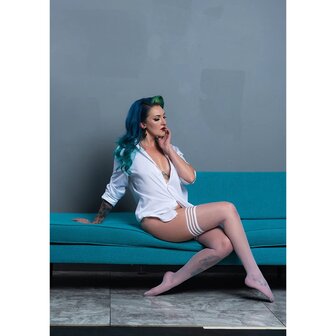 Hold-up kousen wit maat D / Hold-up stockings white size D