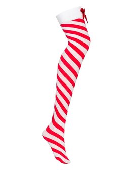 X-mas Hold-up kousen rood/wit L/XL - X-mas Hold-up stockings red/white L/XL