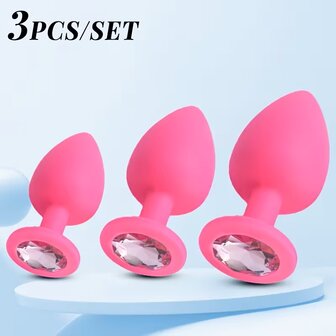 3-Piece Butt Plug Set &ndash; Pink