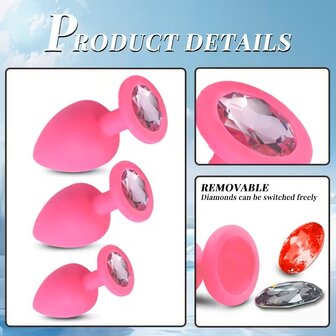 3-Piece Butt Plug Set &ndash; Pink