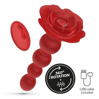 Rotating Anal Rose Plug with Remote Control &ndash; Red