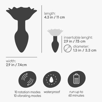 Giulietta Rotating Anal Rose Plug with Remote Control &ndash; Red