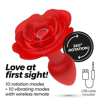 Giulietta Rotating Anal Rose Plug with Remote Control &ndash; Red