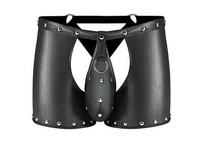 Poseidon Shorts mit offenem Schritt &amp; abnehmbarem String &ndash; Schwarz L/XL