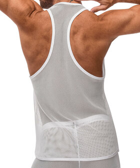 Stretch Net Tank Top L/XL White &ndash; Sexy Mesh Men&rsquo;s Shirt | Male Power
