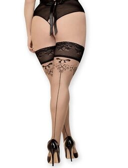 Ballerina&rsquo;s Secret 440 Halterlose Str&uuml;mpfe 20 Den Skin mit Naht &amp; Schleifen XXL+