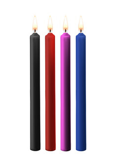 Teasing Wax Candles Set (4 Large Pieces) &ndash; Multicolor BDSM Wax Play Candles for Sensual Teasing