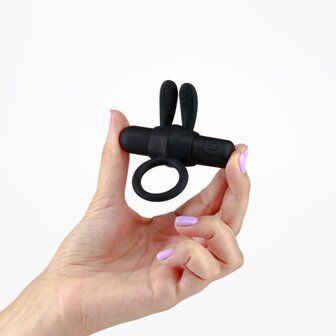 Wonka Vibrating Cock Ring with Rechargeable Bullet &ndash; Black Couples Pleasure Ring