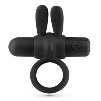 Wonka Vibrating Cock Ring with Rechargeable Bullet &ndash; Black Couples Pleasure Ring