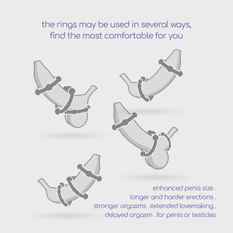 Triple Bead Cock Ring Set &ndash; Clear Stretchy Rings for Enhanced Stimulation and Comfort