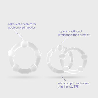 Triple Bead Cock Ring Set &ndash; Clear Stretchy Rings for Enhanced Stimulation and Comfort