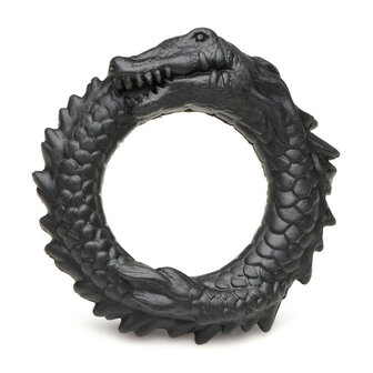 Black Caiman Silicone Cock Ring Black &ndash; Stretchy C-Ring for Enhanced Stamina &amp; Intensity