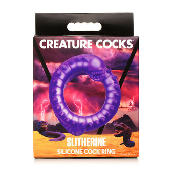 Slitherine Silicone Cock Ring Purple &ndash; Stretchy C-Ring for Enhanced Stamina &amp; Intense Stimulation