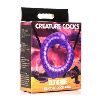 Slitherine Silicone Cock Ring Purple &ndash; Stretchy C-Ring for Enhanced Stamina &amp; Intense Stimulation