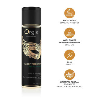 Orgie Sexy Therapy Aphrodisiac Massage Oil 200 ml &ndash; Luxe Sensuele Massageolie met Vanille &amp; Ceder