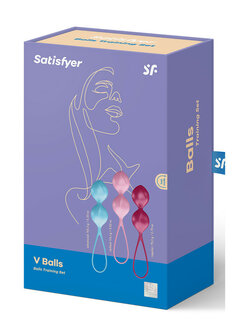 Satisfyer V Balls Kegel Balls Set &ndash; 3 Siliconen Bekkenbodem Ballen Turquoise/Rood/Roze
