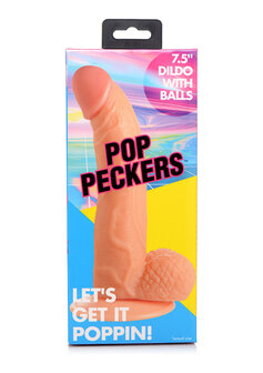 POP Dildo met Ballen 7.5&rdquo; / 19 cm &ndash; Realistische Blanke Dildo met Zuignap
