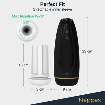 Nappex&trade; Branco Zwart Automatische Masturbator &ndash; Krachtige Zuigkracht &amp; Vibratiestimulatie voor Intense Climax