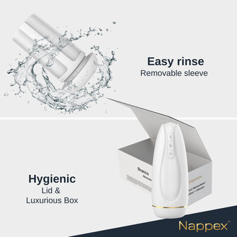 Nappex&trade; Branco Wit Automatische Masturbator &ndash; Deep Air Technologie met Zuigkracht &amp; Vibratiestimulatie