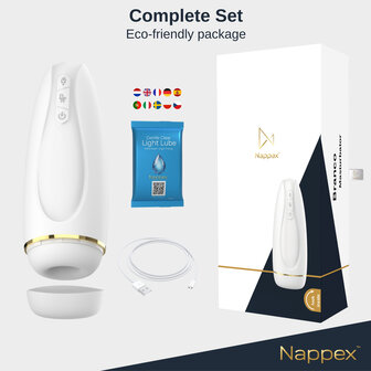 Nappex&trade; Branco Wit Automatische Masturbator &ndash; Deep Air Technologie met Zuigkracht &amp; Vibratiestimulatie