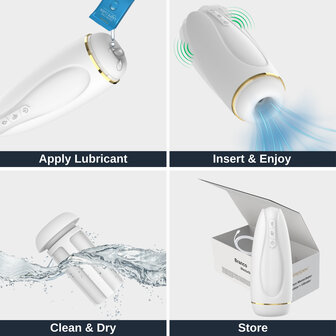 Nappex&trade; Branco Wit Automatische Masturbator &ndash; Deep Air Technologie met Zuigkracht &amp; Vibratiestimulatie