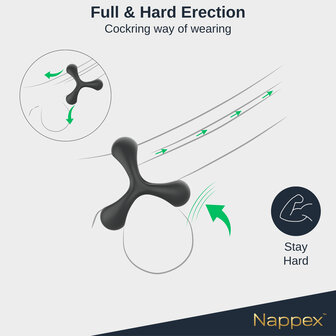 Nappex&trade; Jari Cockring &amp; Ballensplitter &ndash; 2-in-1 Siliconen Penisring voor Hardere Erecties en Meer Controle