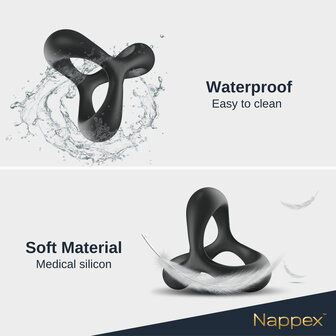 Nappex&trade; Jari Cockring &amp; Ballensplitter &ndash; 2-in-1 Siliconen Penisring voor Hardere Erecties en Meer Controle